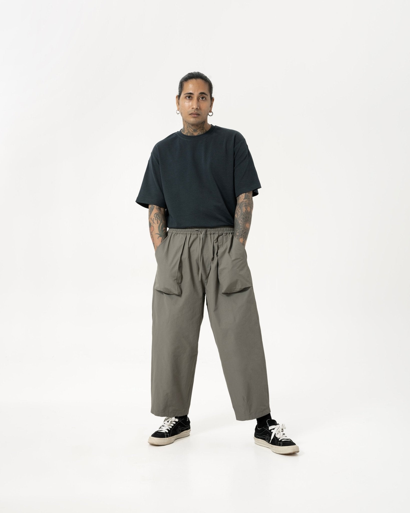 GRAYE Singapore Designer Men&#39;s Apparel Brand - Relaxed Elasticated Trousers - Pebble Gray