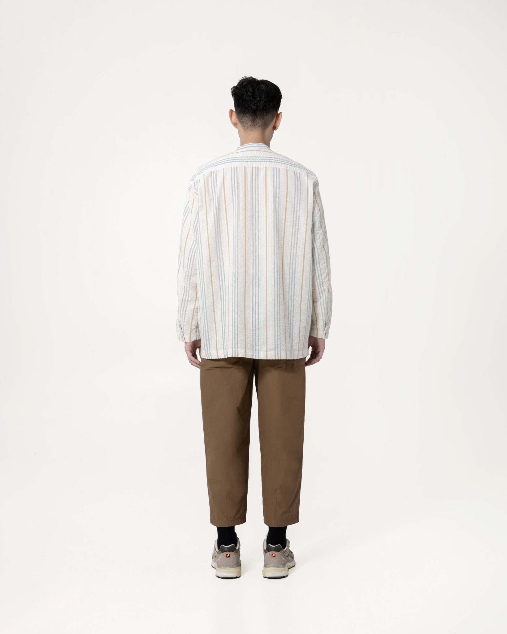 Seersucker Front Tie Shirt - G R A Y E