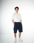 Side Pleat Gurkha Shorts - Denim Blue - G R A Y E