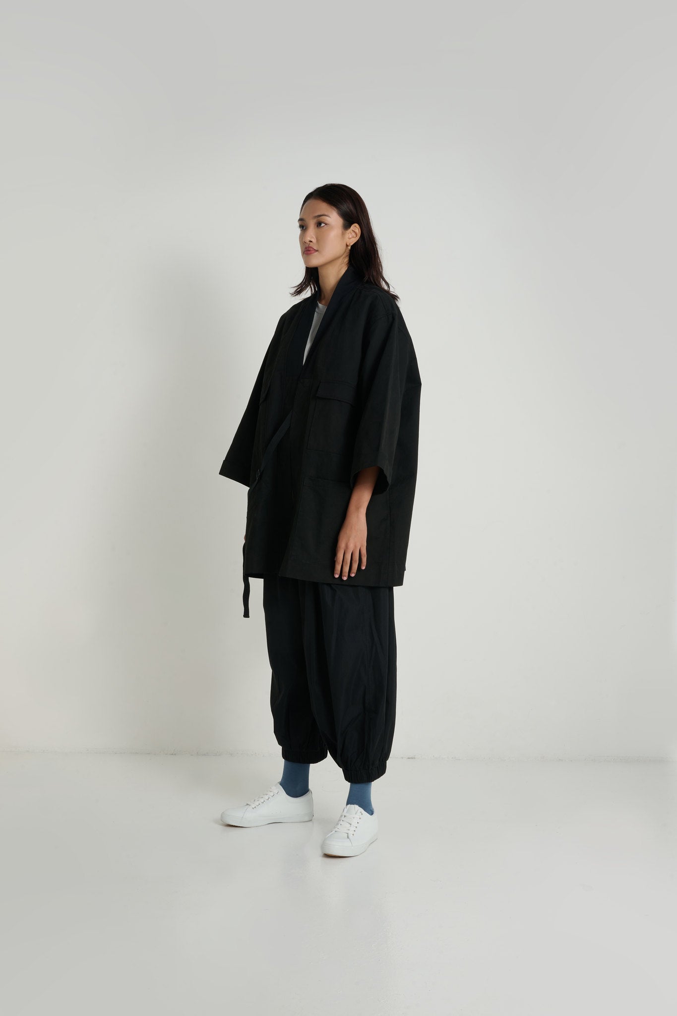 Stark Kimono Coat - Black - G R A Y E