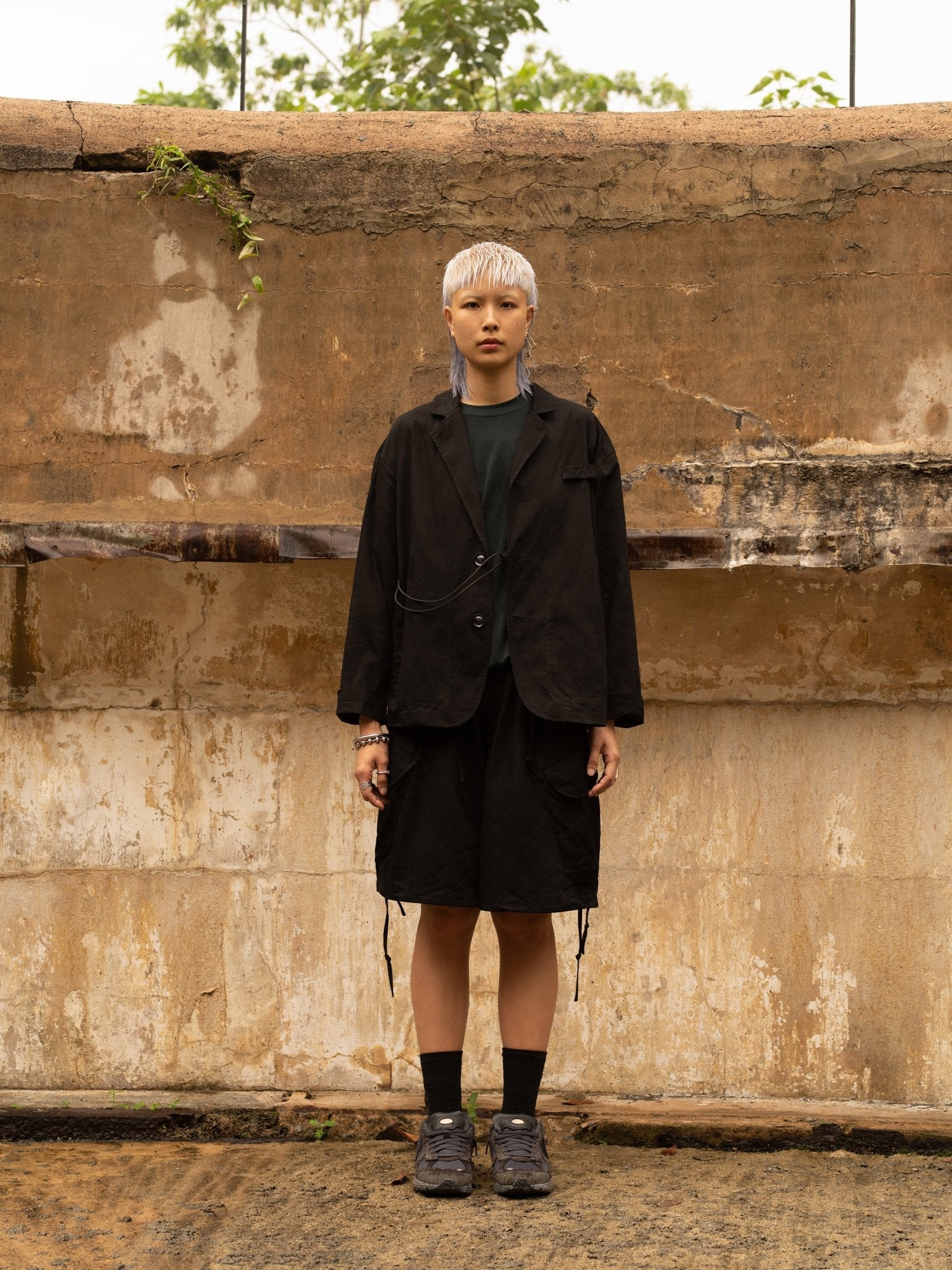 Utility Blazer with Hood - Black - G R A Y E