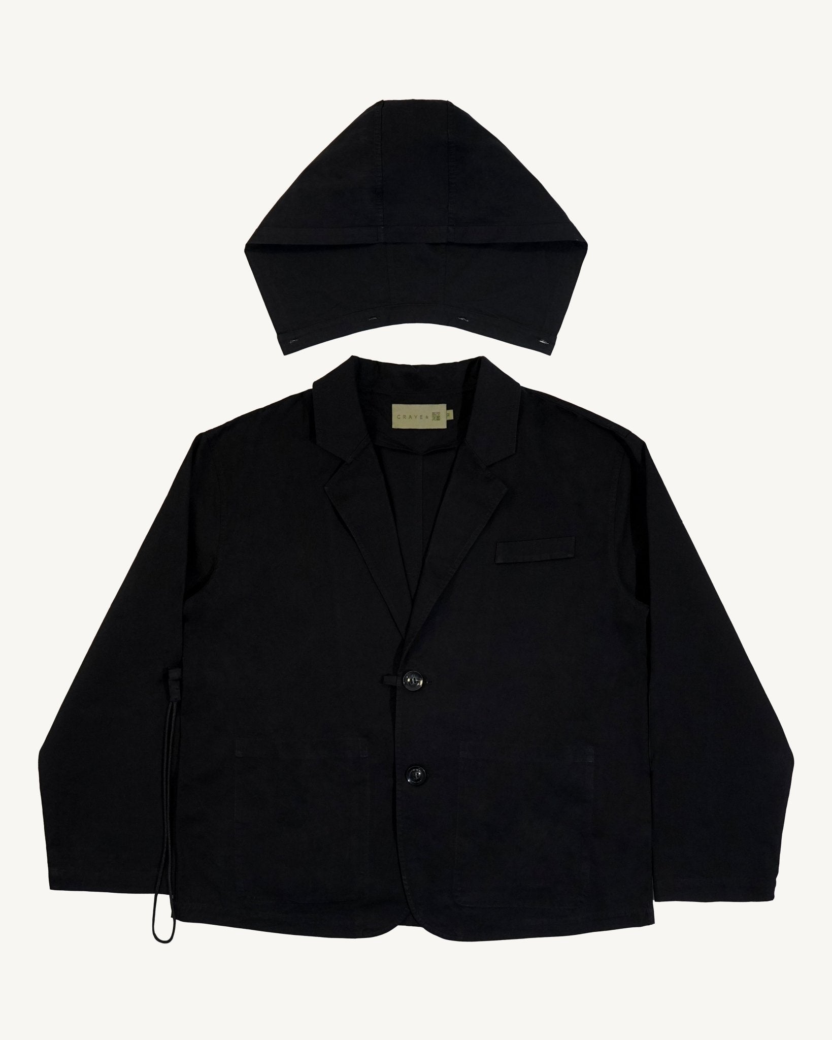 Utility Blazer with Hood - Black - G R A Y E