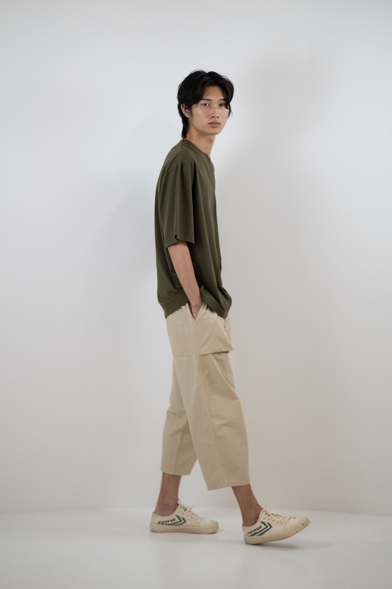 V-Placket Tee - Olive Green - G R A Y E