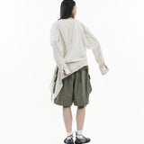 Asymmetrical Wrap Shirt - White Stripes