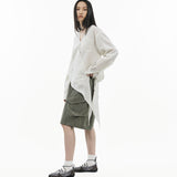 Asymmetrical Wrap Shirt - White Stripes