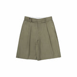 Double Waist Tailored Shorts - Olive