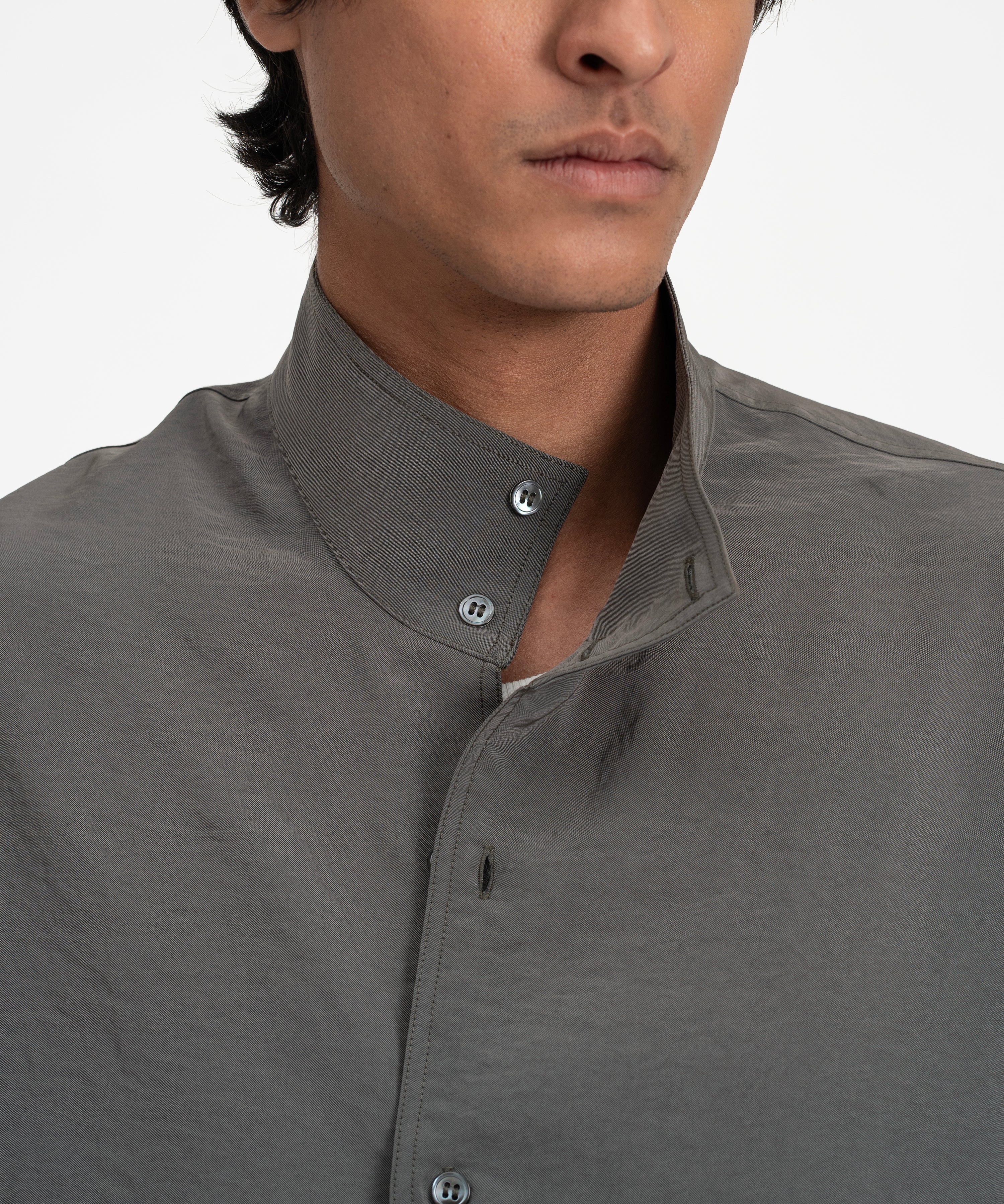 Mock Neck Shirt - Flint Gray