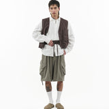 V-Neck Overlay Vest - Pinstripe Brown