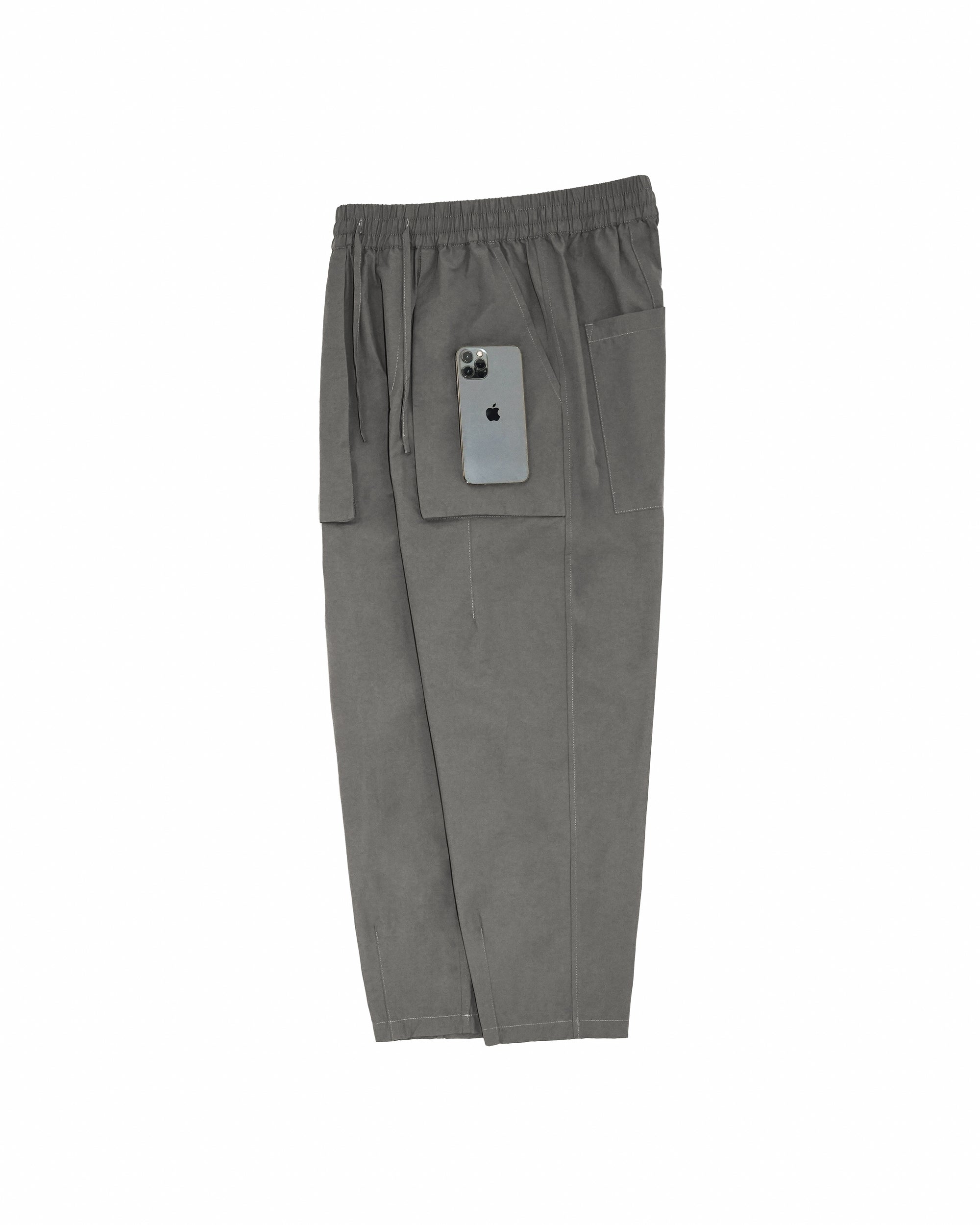 Relaxed Elasticated Trousers - Pebble Gray