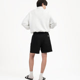 Pleated Sweatshorts- Black