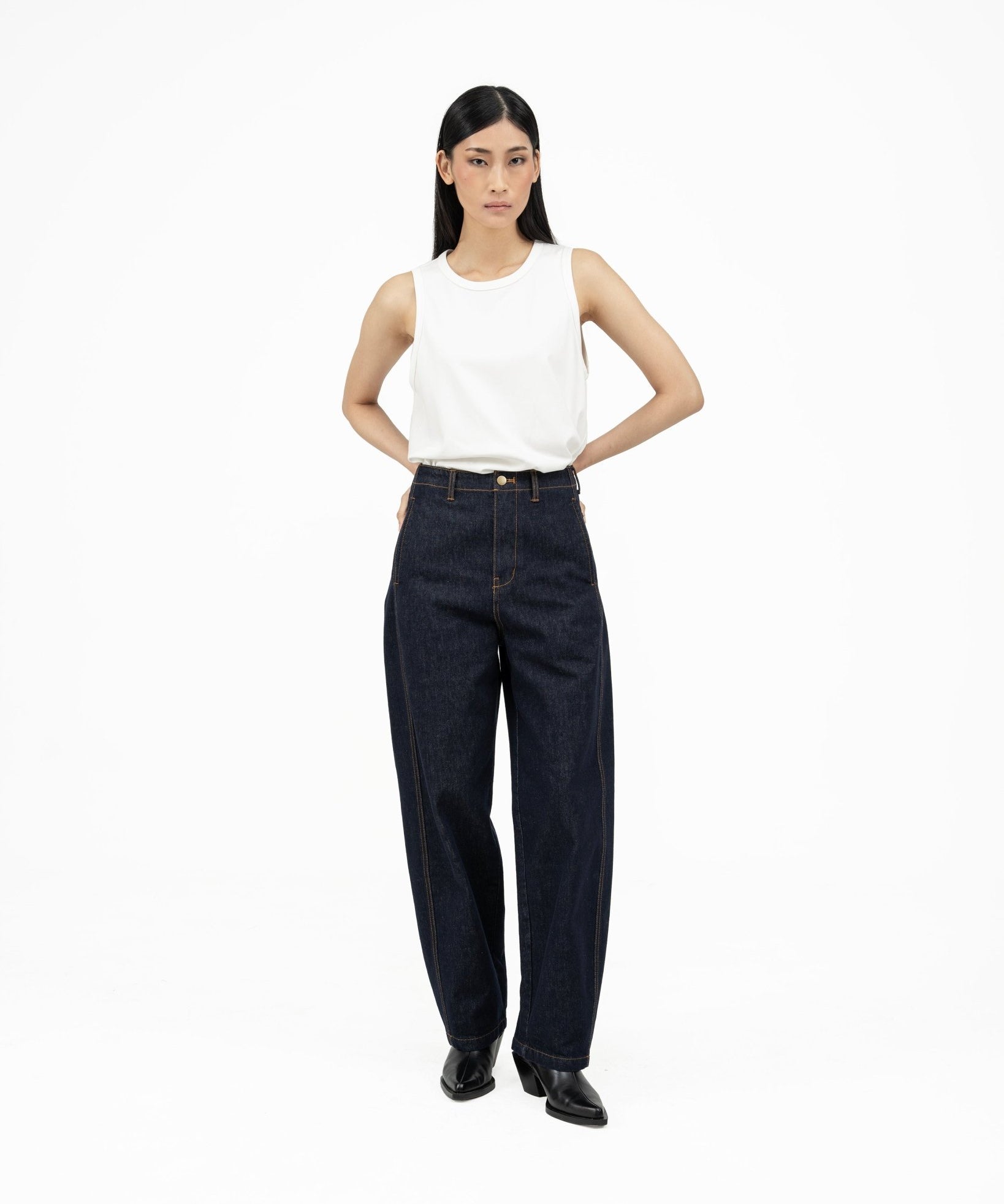 Arched Denim Trousers - Indigo - G R A Y E