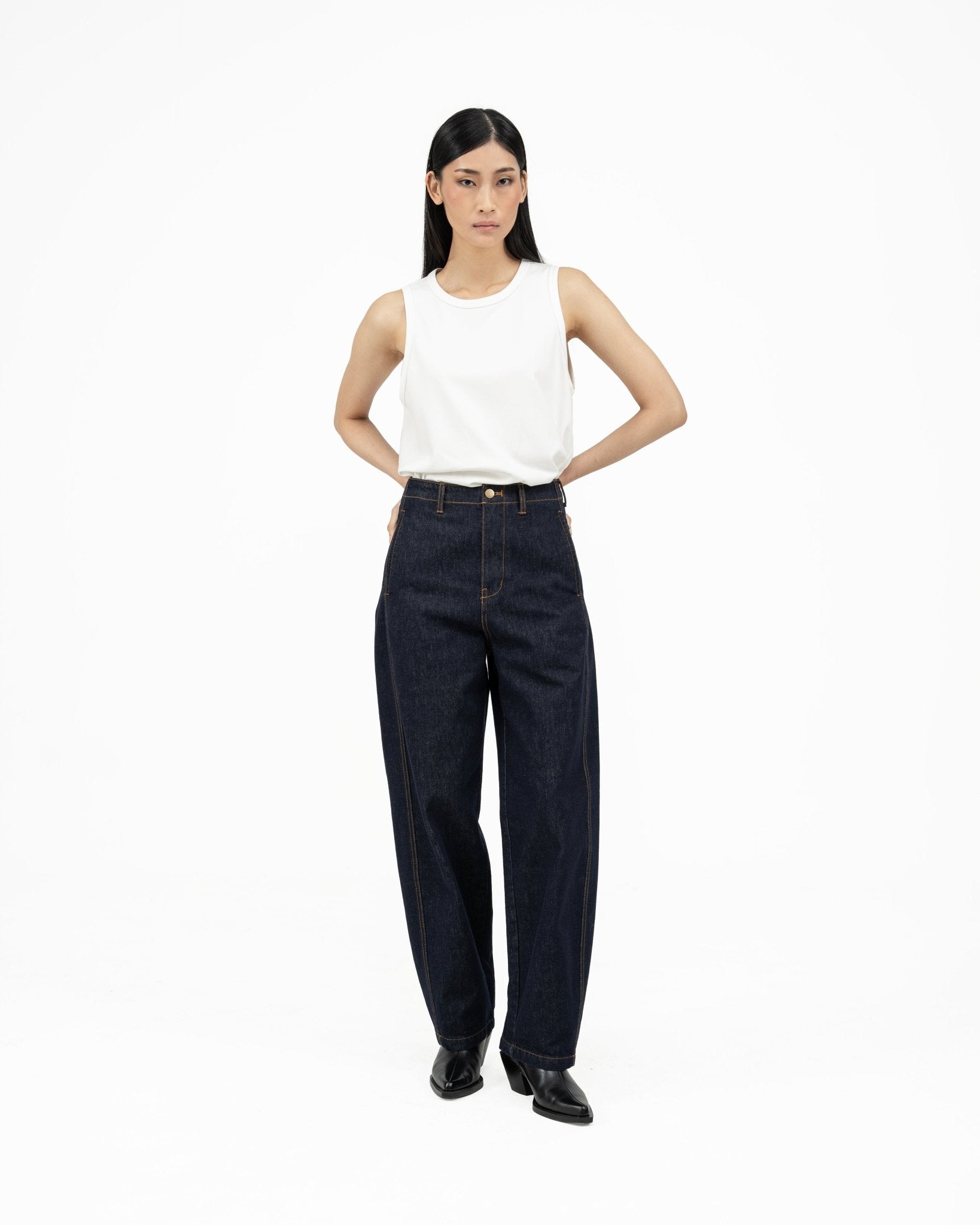 Arched Denim Trousers - Indigo - G R A Y E