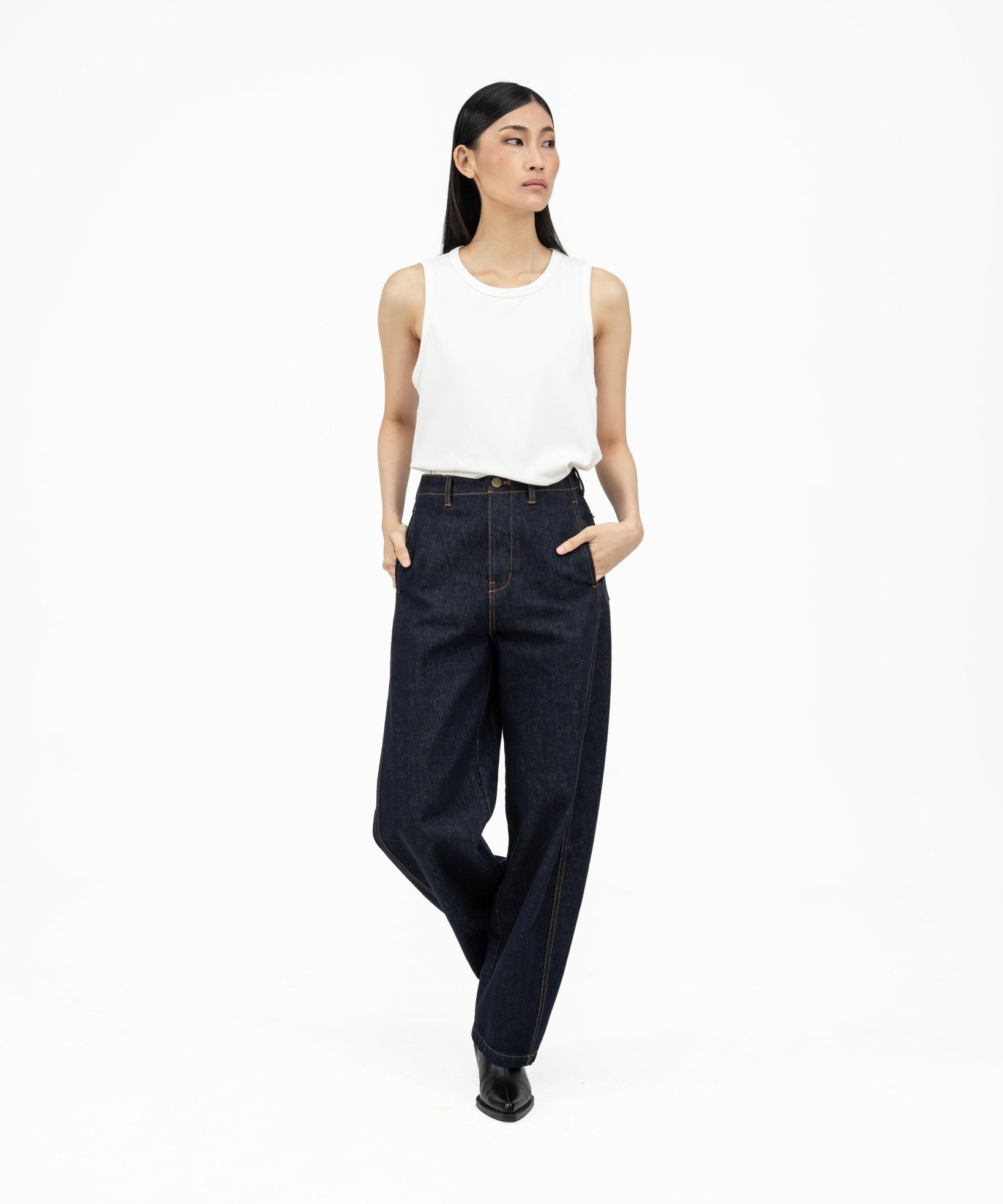 Arched Denim Trousers - Indigo - G R A Y E