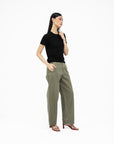 Arched Denim Trousers - Sage - G R A Y E