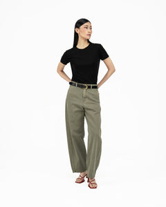 Arched Denim Trousers - Sage - G R A Y E