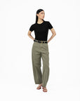 Arched Denim Trousers - Sage - G R A Y E