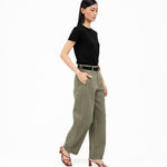 Arched Denim Trousers - Sage - G R A Y E