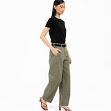 Arched Denim Trousers - Sage - G R A Y E