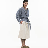 Asymmetrical Wrap Shirt - Blue Stripes - G R A Y E