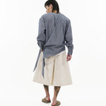 Asymmetrical Wrap Shirt - Blue Stripes - G R A Y E