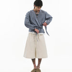 Asymmetrical Wrap Shirt - Blue Stripes - G R A Y E