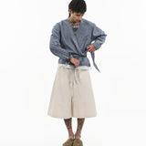 Asymmetrical Wrap Shirt - Blue Stripes - G R A Y E