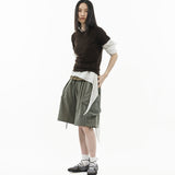 Asymmetrical Wrap Shirt - White Stripes - G R A Y E