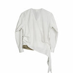 Asymmetrical Wrap Shirt - White Stripes - G R A Y E