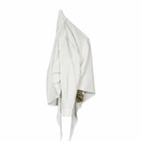 Asymmetrical Wrap Shirt - White Stripes - G R A Y E