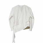 Asymmetrical Wrap Shirt - White Stripes - G R A Y E