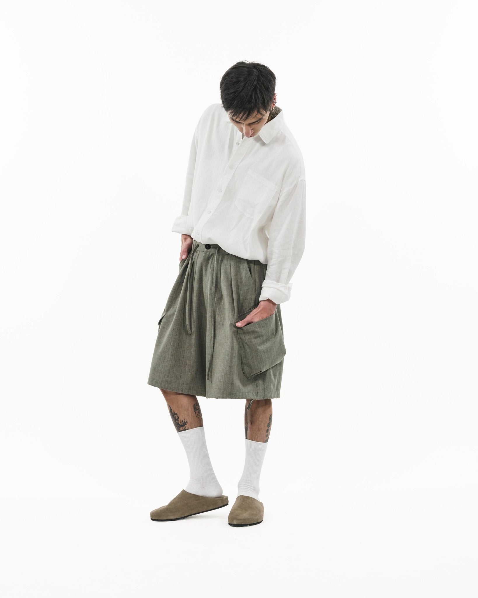 Balloon Cargo Shorts 2.0 - Sage Gray - G R A Y E