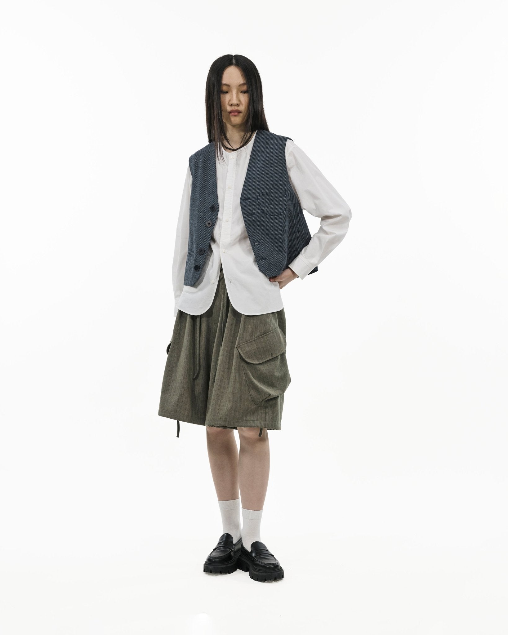 Collarless Utility Shirt - G R A Y E