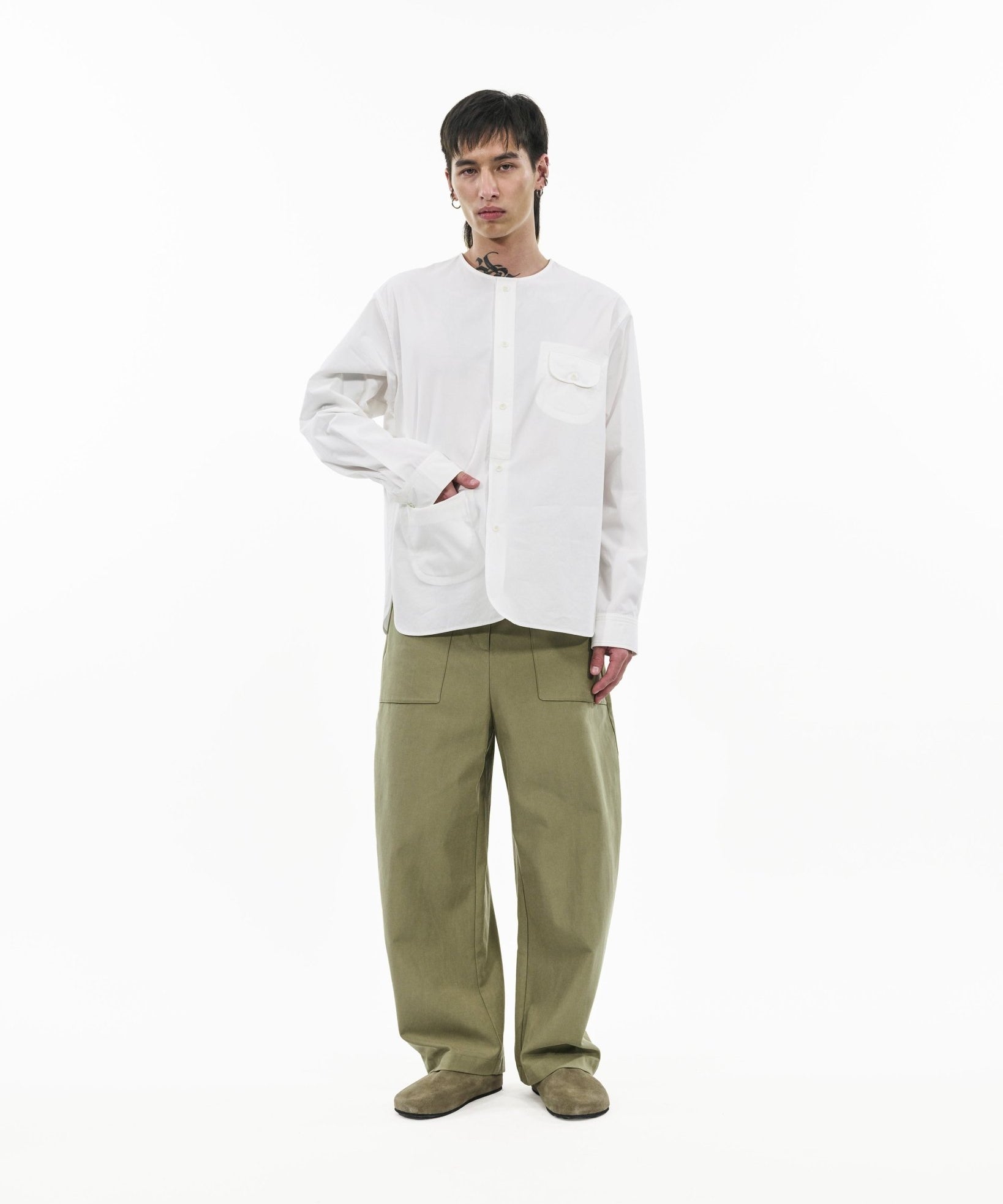 Collarless Utility Shirt - G R A Y E