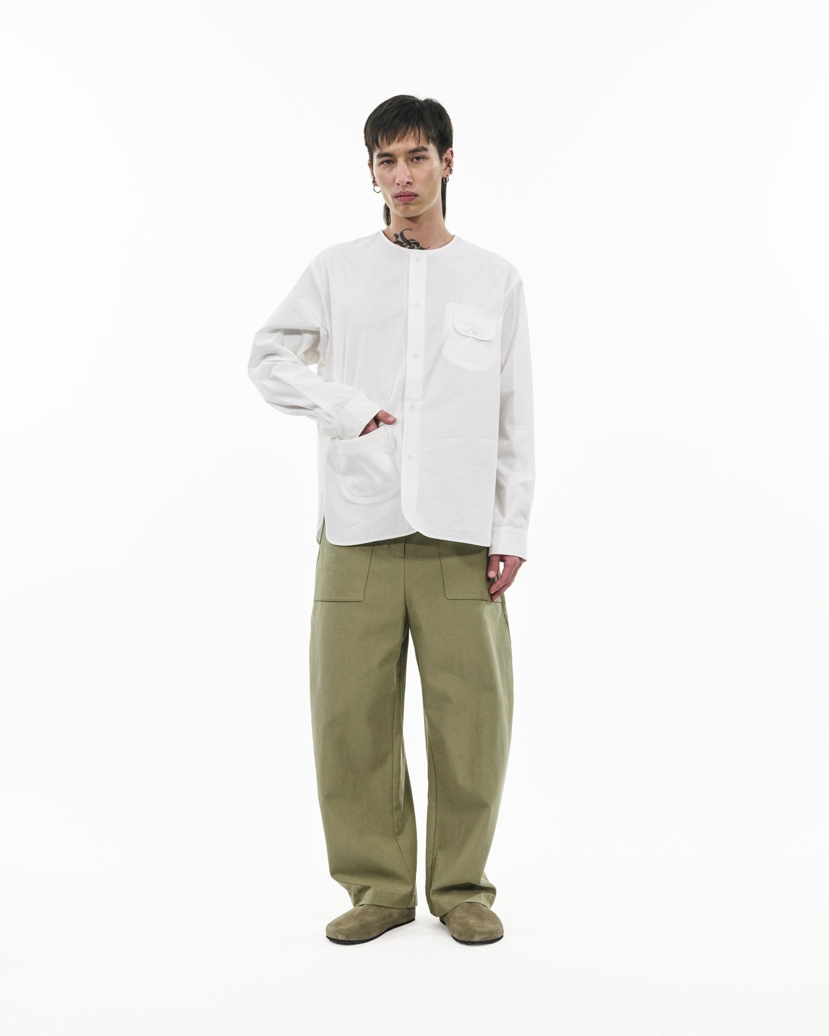 Collarless Utility Shirt - G R A Y E