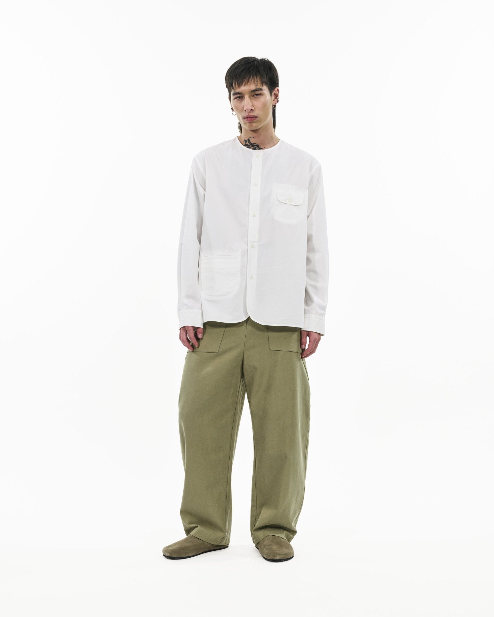 Collarless Utility Shirt - G R A Y E