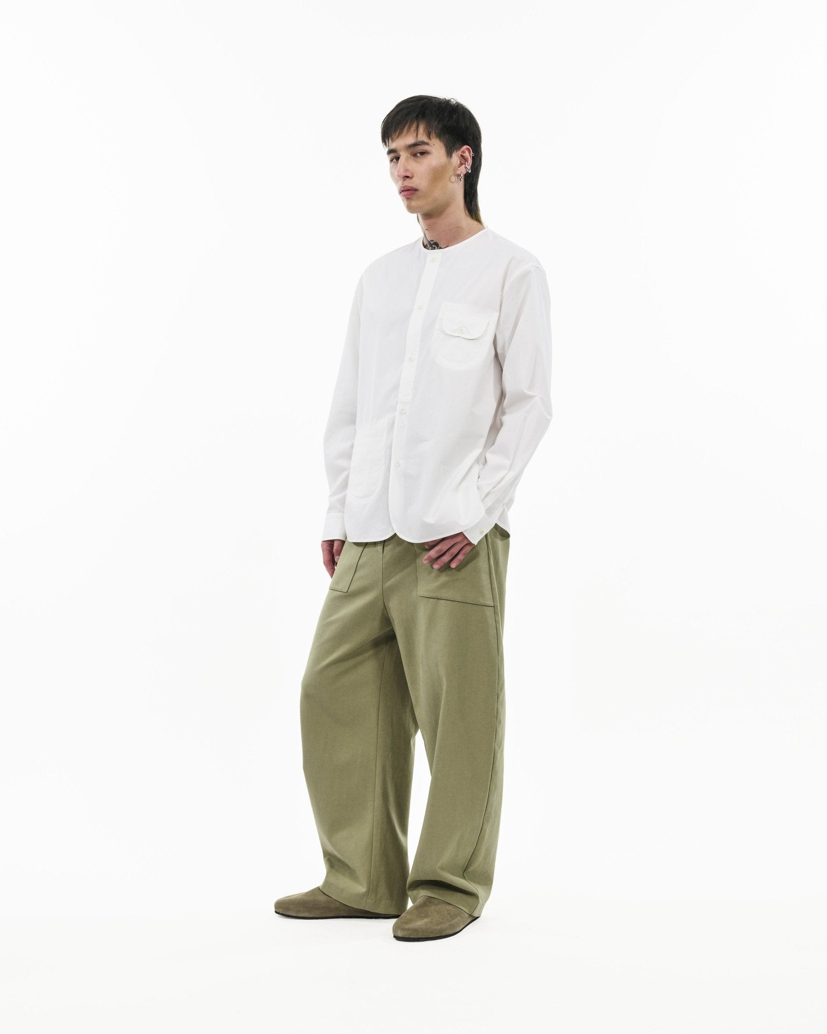 Collarless Utility Shirt - G R A Y E