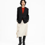 Collarless Wool Blazer - G R A Y E