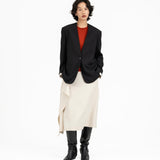 Collarless Wool Blazer - G R A Y E