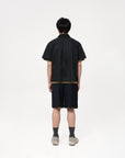 Convertible Collar Overshirt - Black - G R A Y E