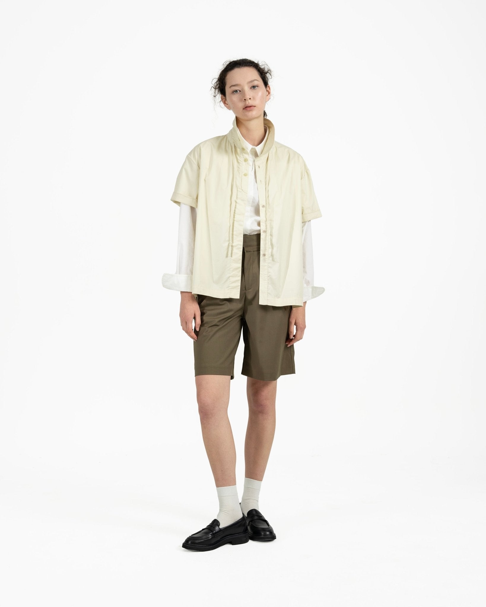 Convertible Collar Overshirt - Butter - G R A Y E