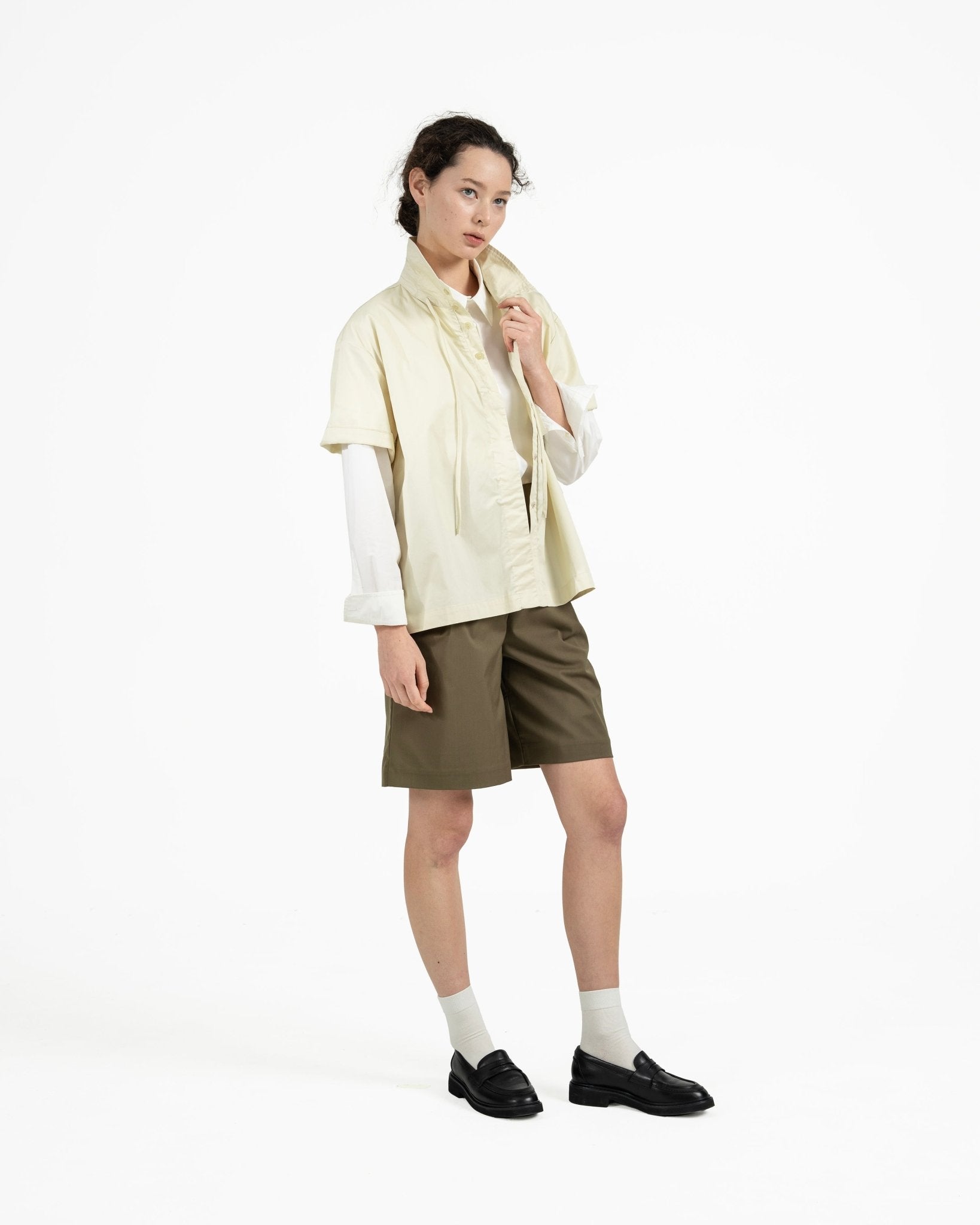 Convertible Collar Overshirt - Butter - G R A Y E