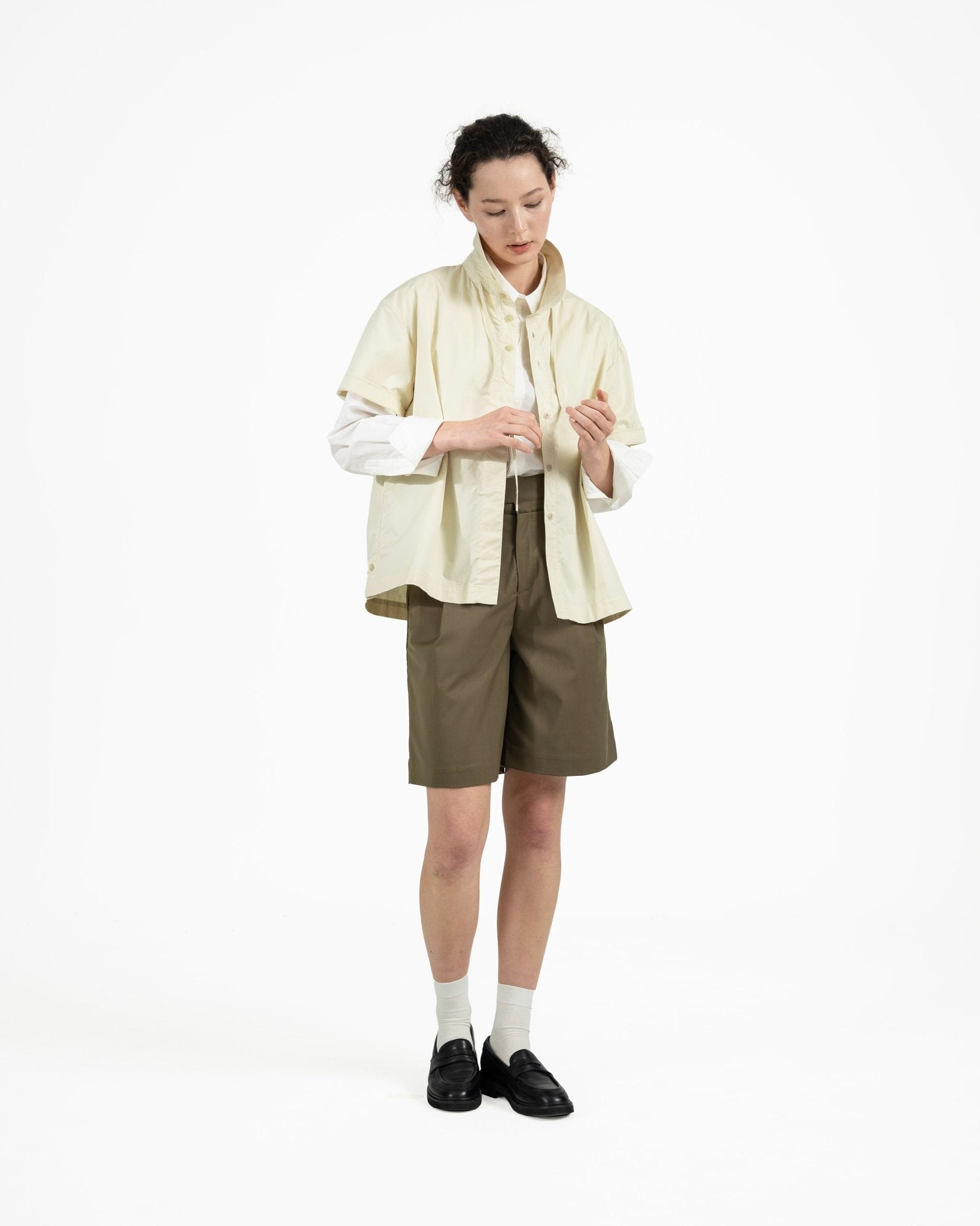 Convertible Collar Overshirt - Butter - G R A Y E