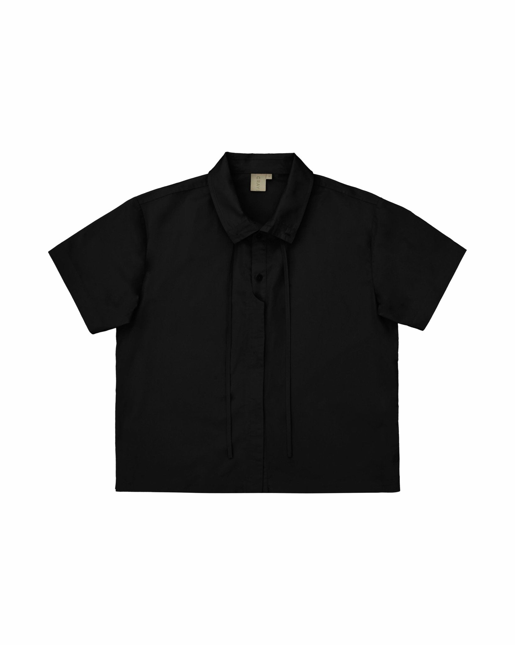 Cropped Tie Shirt - Black - G R A Y E