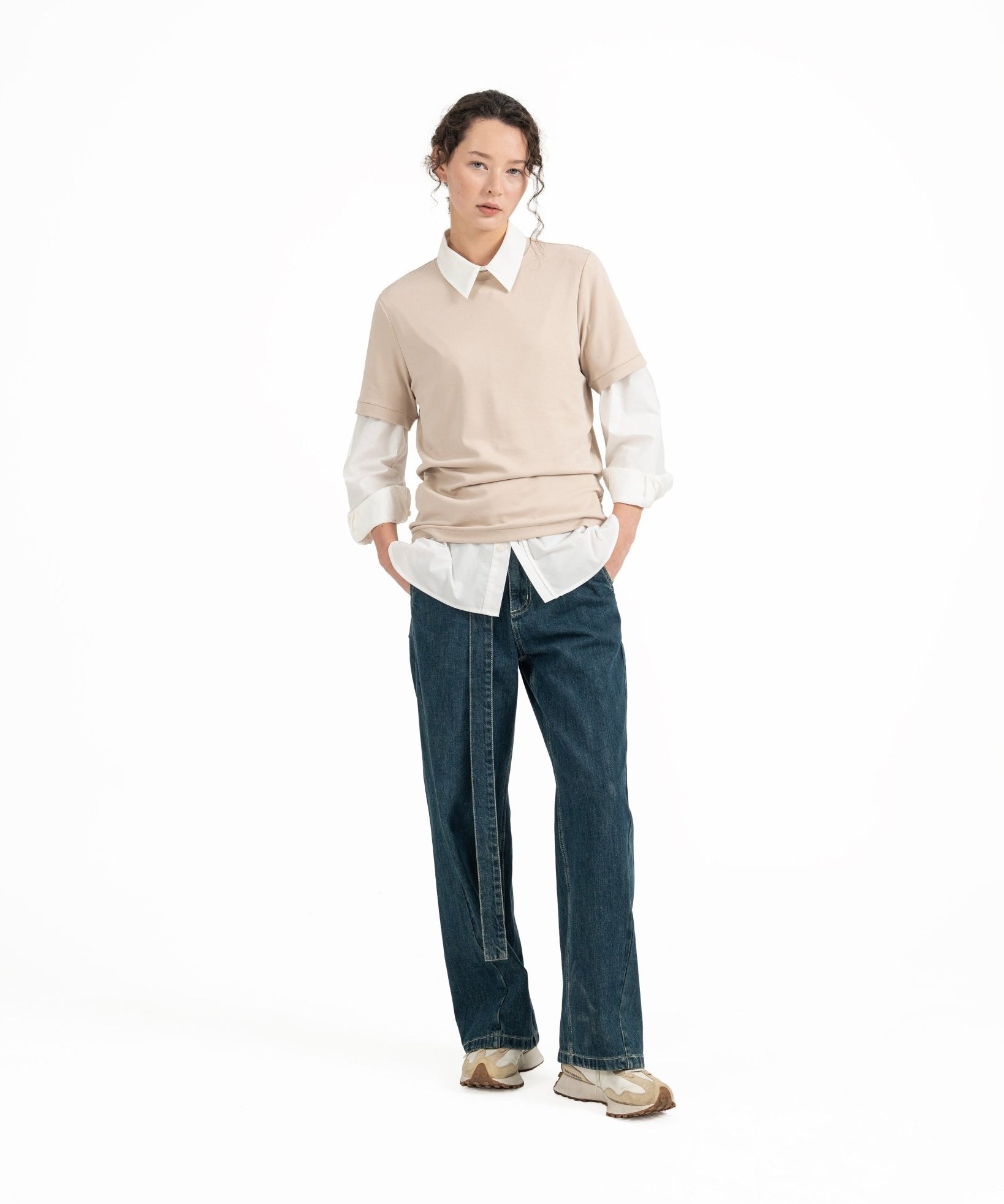 Cupro Classic Tee - Stone - G R A Y E