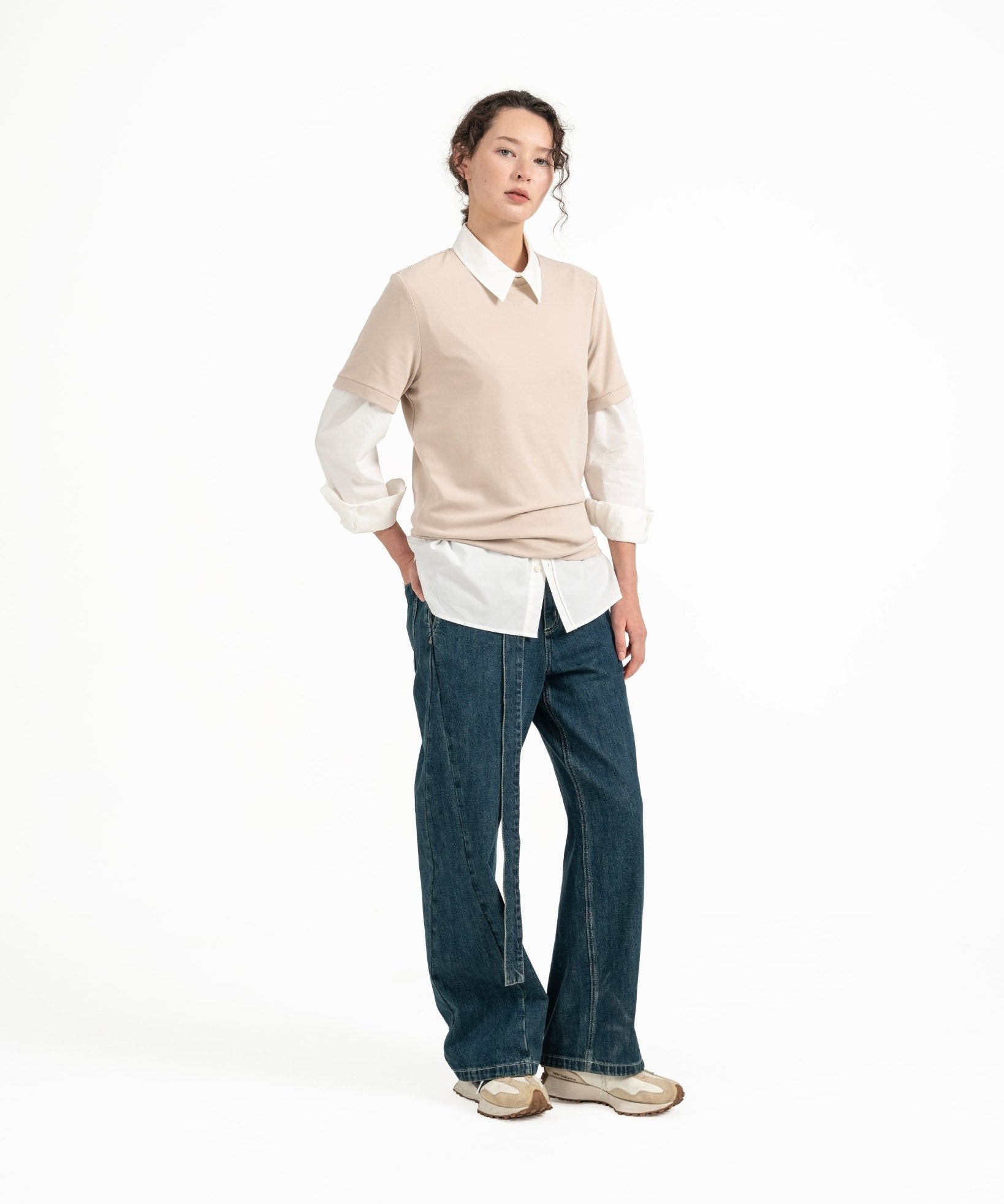 Cupro Classic Tee - Stone - G R A Y E