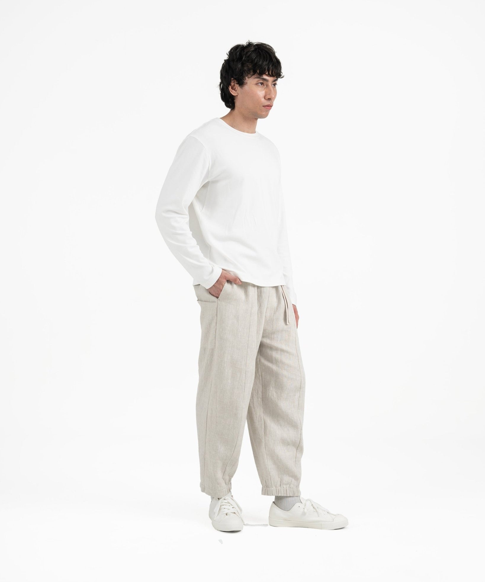 Cupro Long Sleeve Tee - Off White - G R A Y E