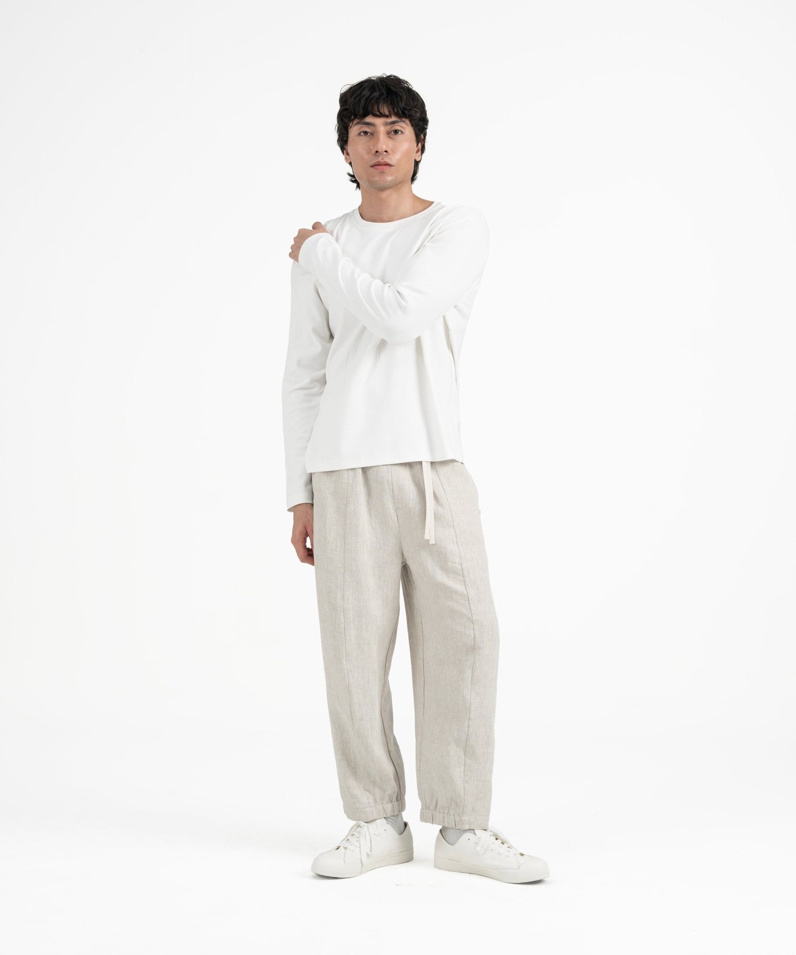 Cupro Long Sleeve Tee - Off White - G R A Y E