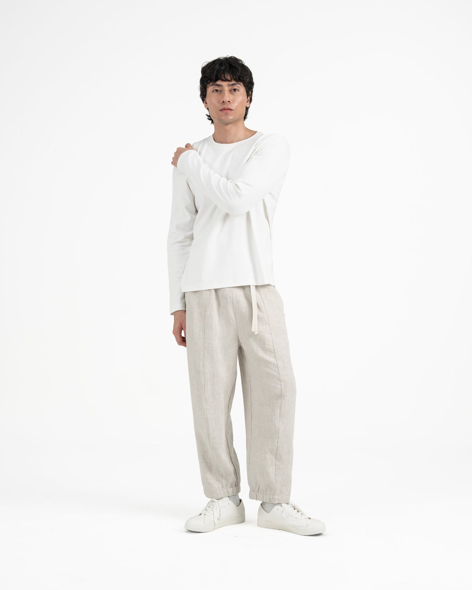 Cupro Long Sleeve Tee - Off White - G R A Y E