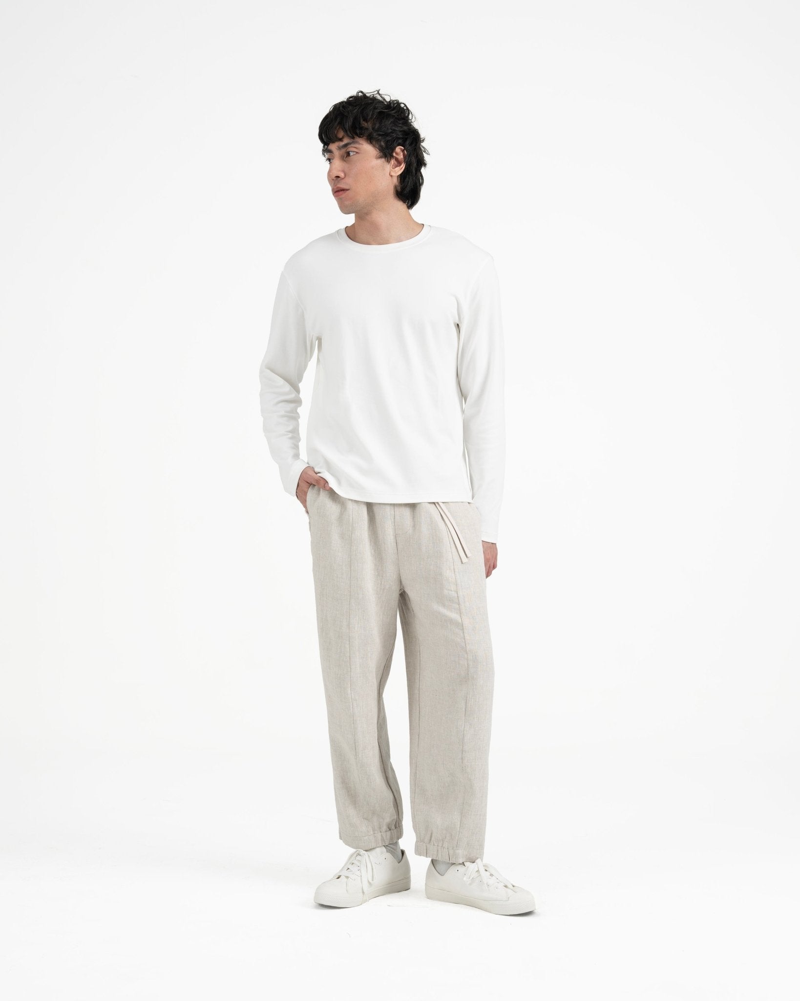 Cupro Long Sleeve Tee - Off White - G R A Y E