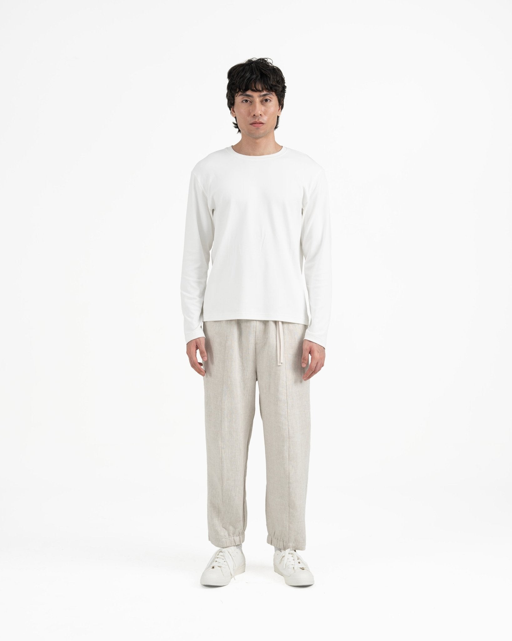 Cupro Long Sleeve Tee - Off White - G R A Y E